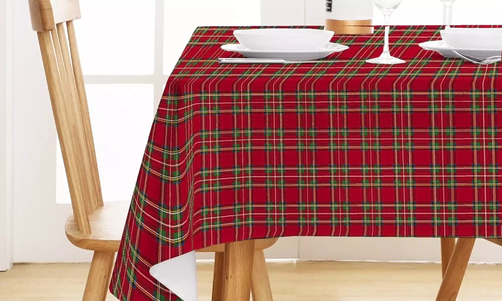 Baumwoll-Tischdecke mit weihnachtlichem Muster