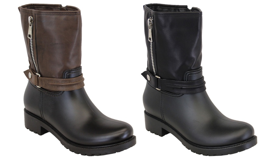 Image 1: Women's Cuban Heel Mid-Calf Boots