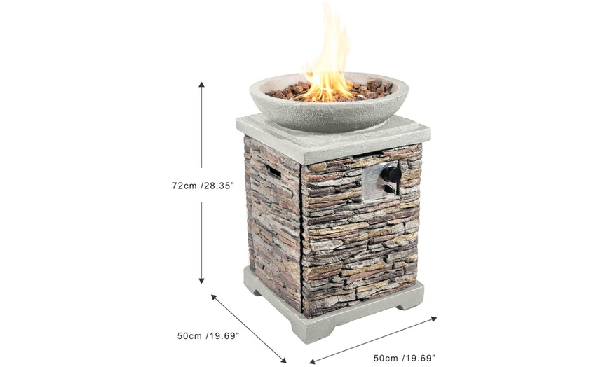 Image 5: Teamson Home Square Stone Finish Fire Pit