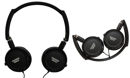 Sharper Image Pro Studio Foldable Headphones with In-Line Mic