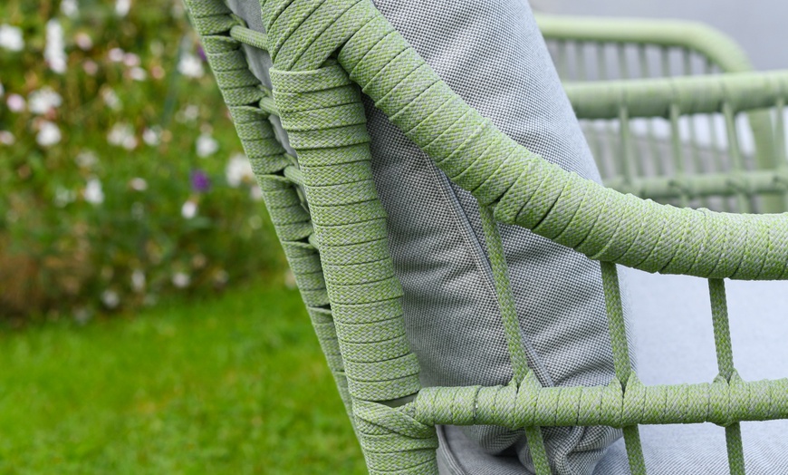 Image 5: Four-Seater Aluminium and Sage Green Rope Lounge Set