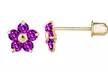 14K Solid Gold Cubic Zirconia Flower Stud Earrings by Dazzling Kiddos - Second Medium