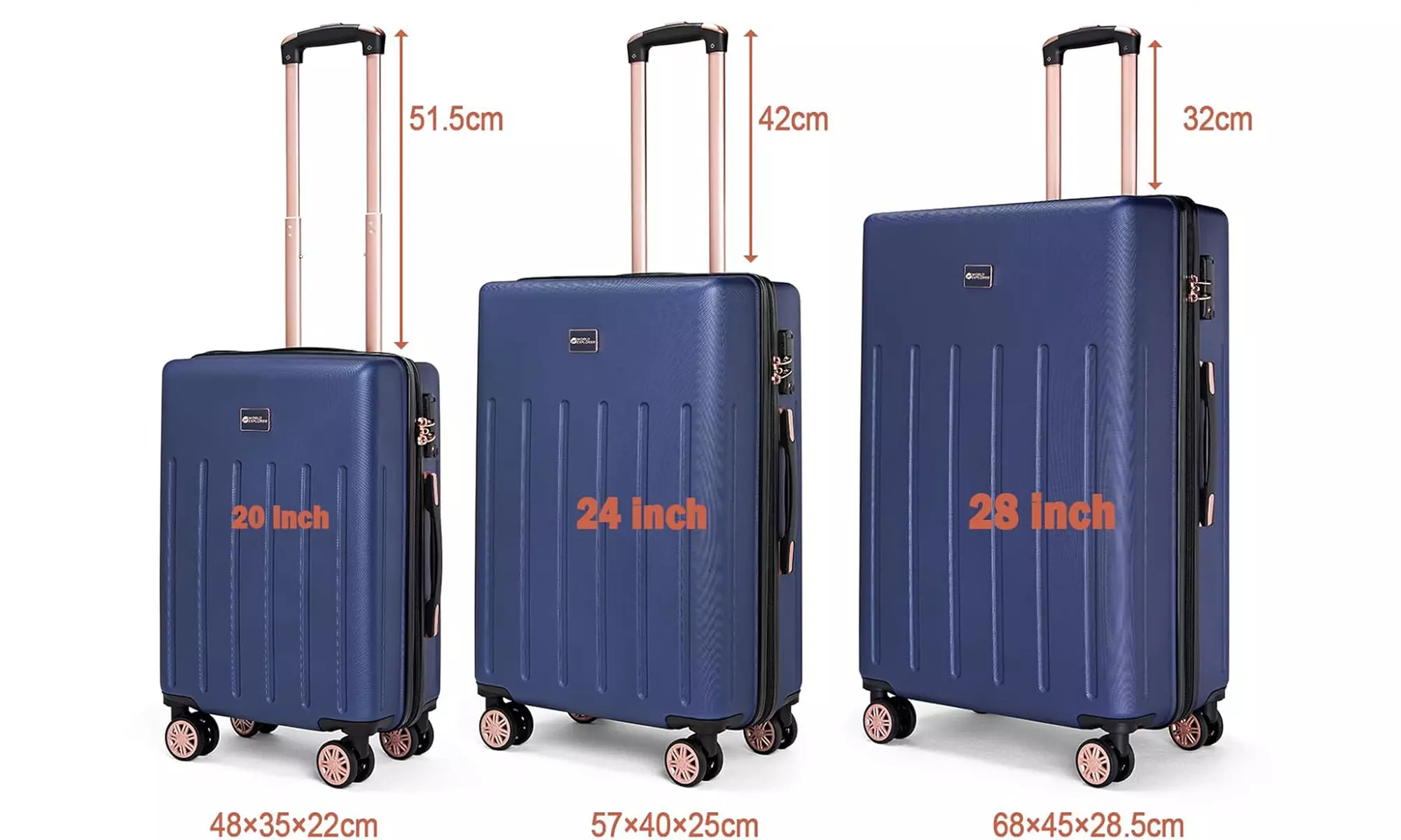 Three-Piece Luggage Set Hard Shell ABS With TSA Lock