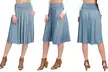 Fashion California Shirring Midi Flare Skater Skirt with Pockets - Second Medium