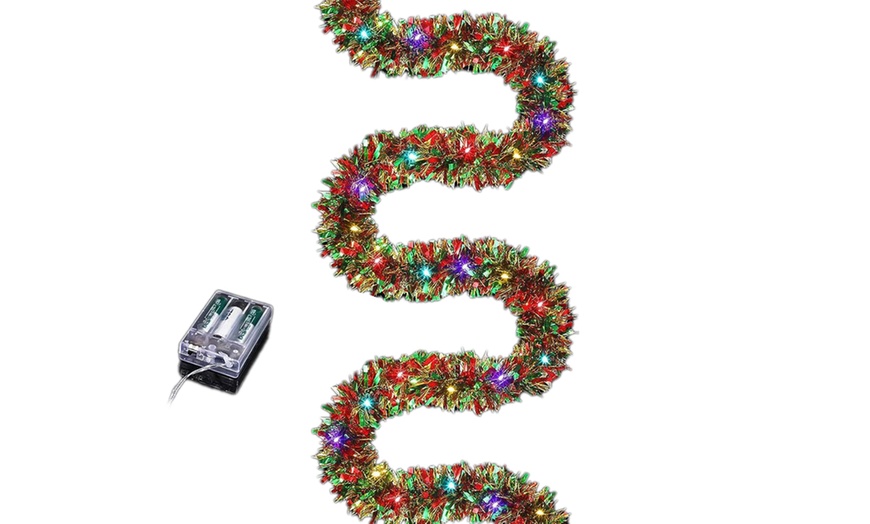 Image 2: 5-Meter Christmas Tinsel Garland with Lights