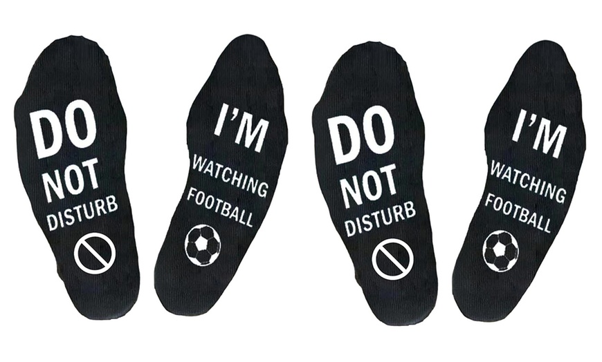 Image 3: Men's Do Not Disturb Football Novelty Socks