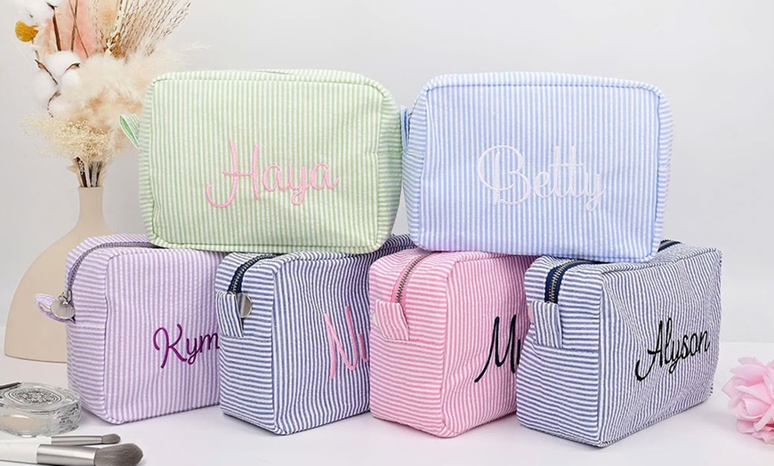 Image 2: With Justyling, Get One or Two Personalized Embroidery Wash Bags