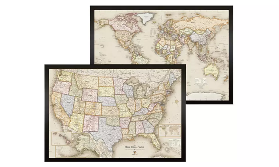 Magnetic Travel Maps (2-Pack; USA & World Maps) - Second Medium