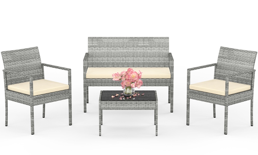 Image 2: Four-Piece Rattan-Effect Garden Furniture Set