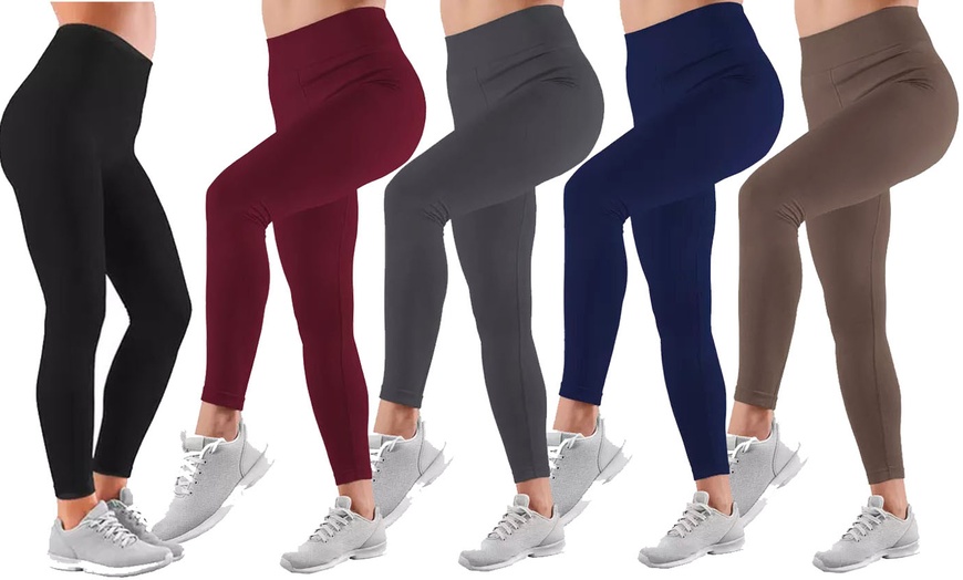 Image 1: Plus Size Fleece Lined Seamless Leggings