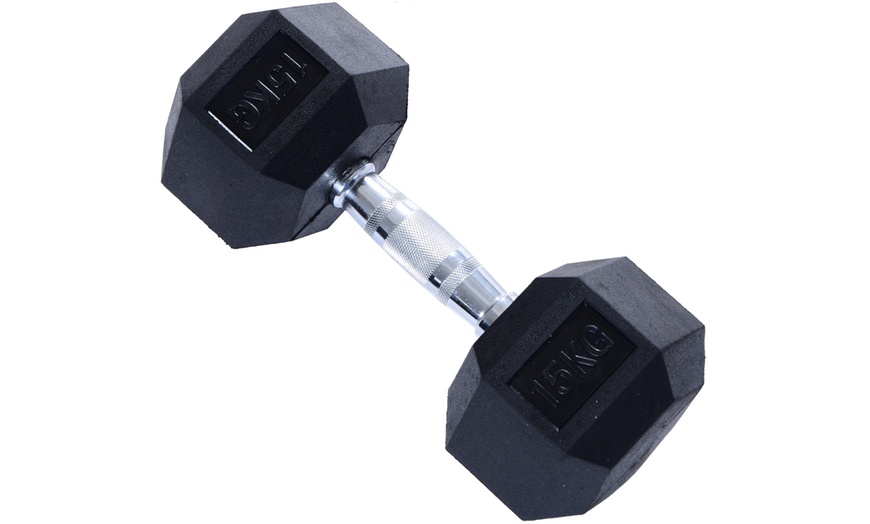 Image 3: Rubber Hexagonal Dumbbells