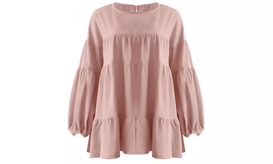 Image 8: Oversized Tiered Long-Sleeve Top