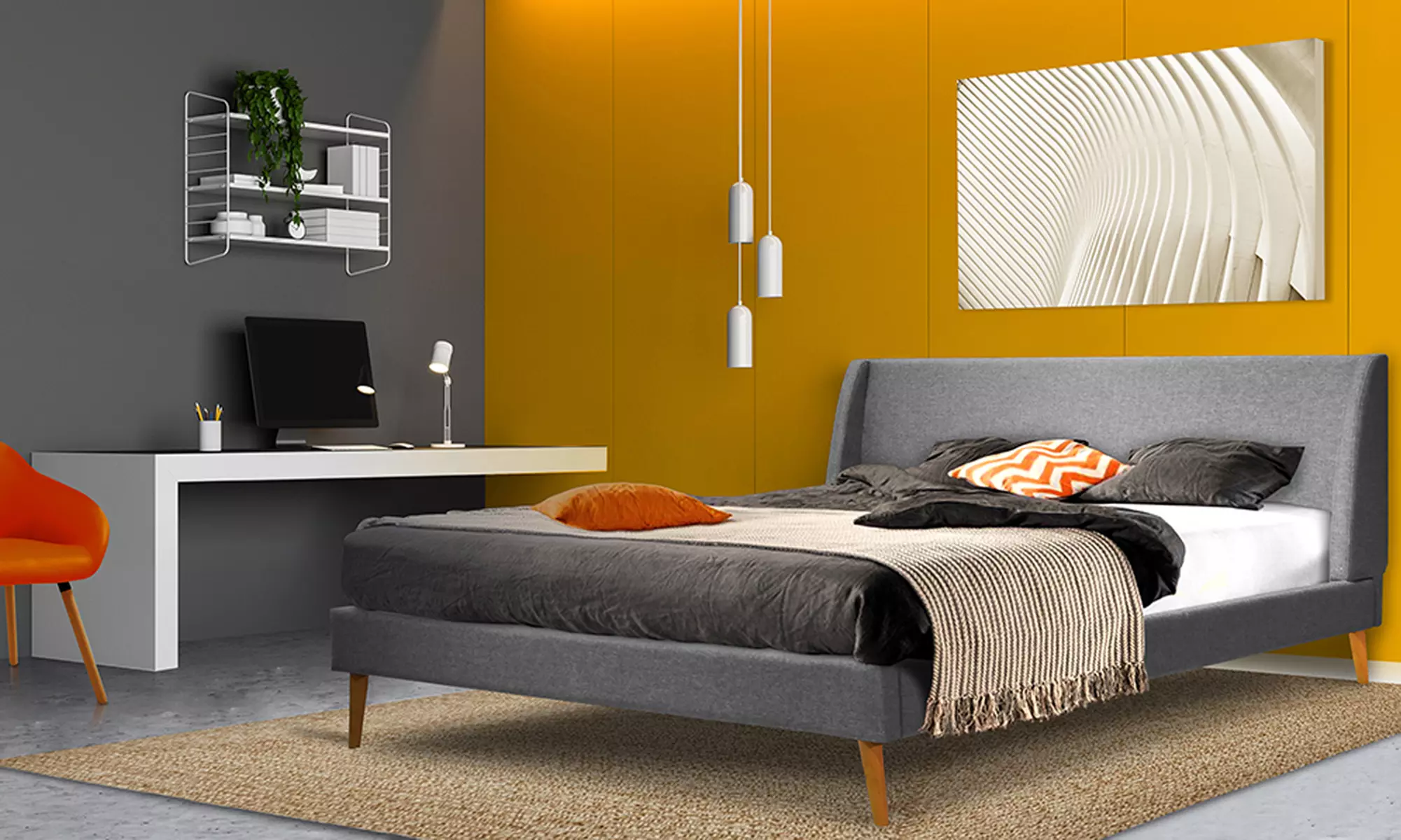 Lit "Oscar" sommier et pieds inclus, matelas "Empereur" 22cm en option, Sampur - Primary Image