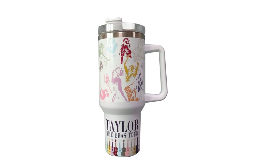 Image 12: Taylor Swift Themed 40oz Stainless Steel Travel Mug