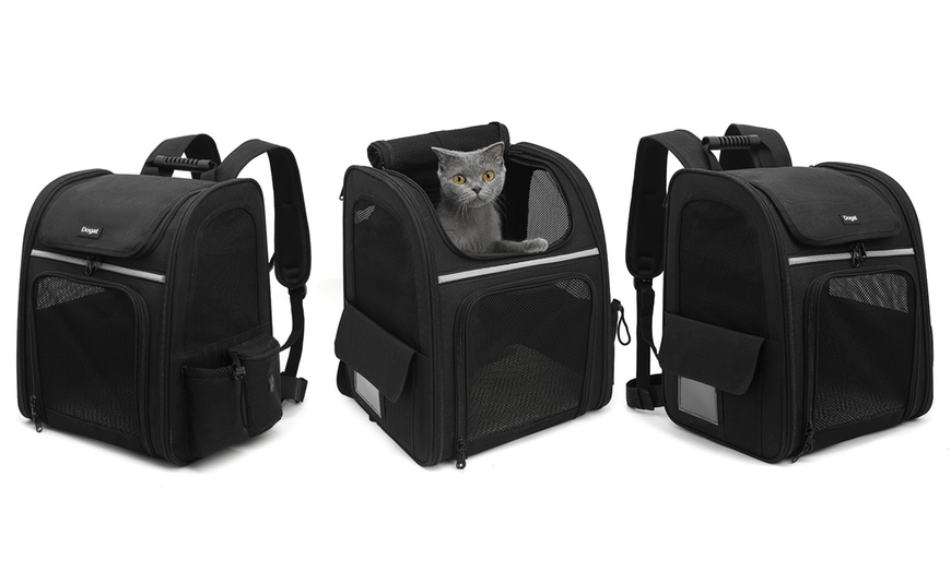 Image 8: Expandable and Foldable Pet Backpack with Ventilated Mesh Windows