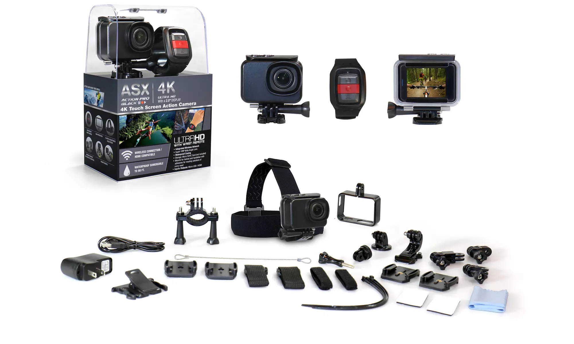 ActionPro Stealth Edition 4K Ultra HD Touchscreen WiFi Sports Camera Bundle - Primary Image