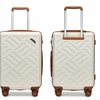 Image 17: Three-Piece Sleek Geometric Pattern Hard Shell ABS+PC Suitcase Set 