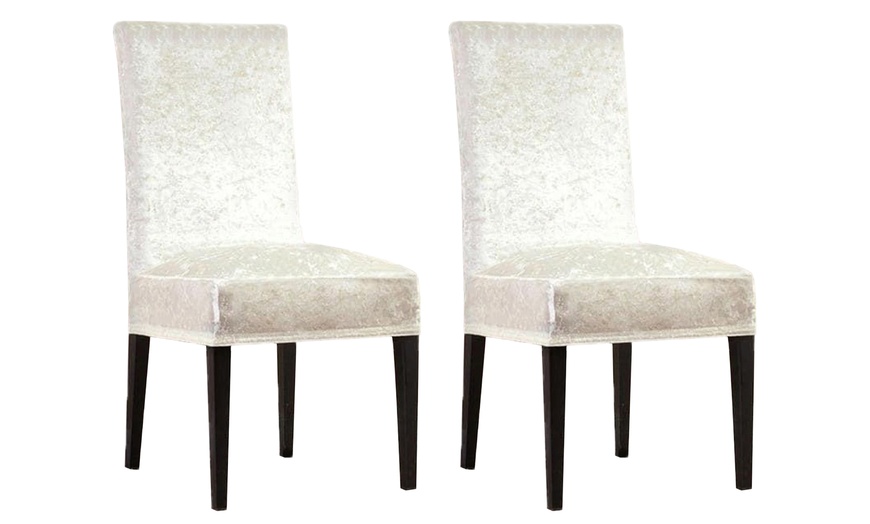 Image 9: Stretch Velvet Chair Covers