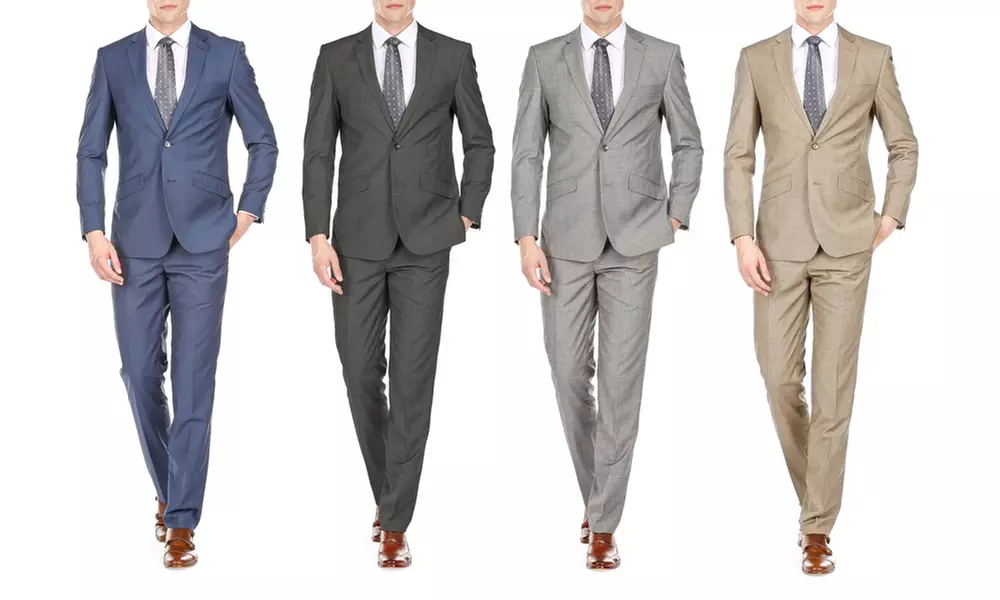 Gino Vitale Men's Slim Fit Sharkskin Suits (2-Piece) - Primary Image