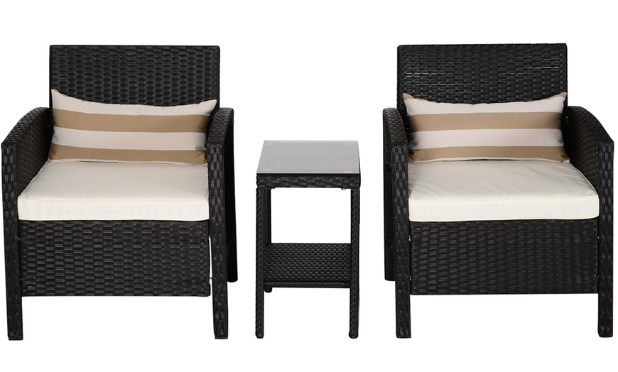 Image 2: Outsunny Rattan-Effect Bistro Furniture Set