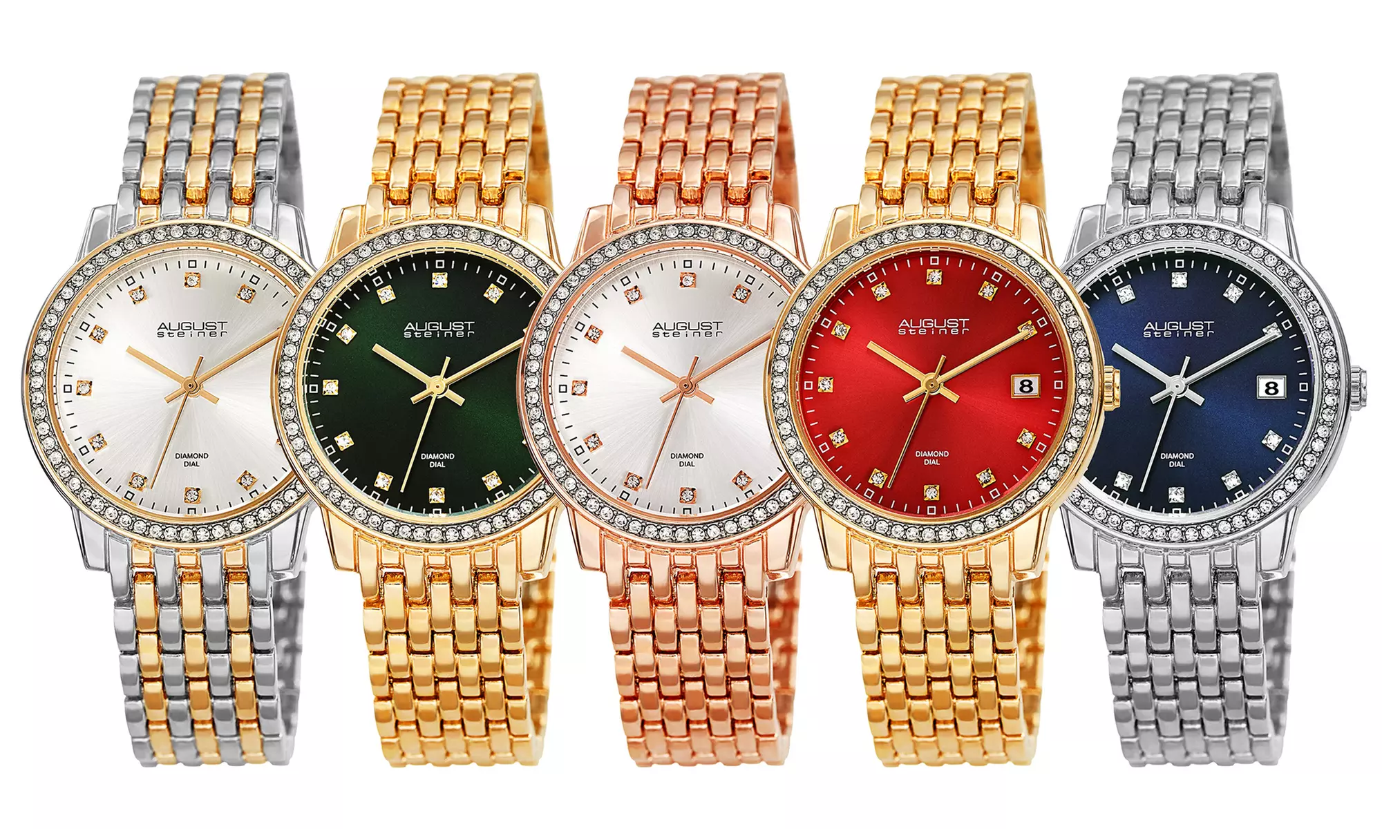 August Steiner Women's Crystal Stainless Steel Bracelet Watch - Primary Image