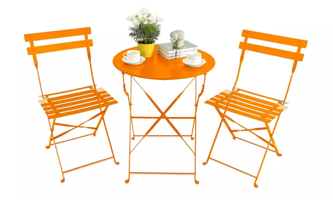 Set tavolo e due sedie bistro matera arancio, area relax per giardino ed esterno - Primary Image