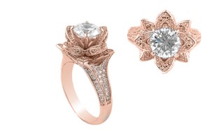 Micropave Flower Ring in 18K Rose Gold Plating