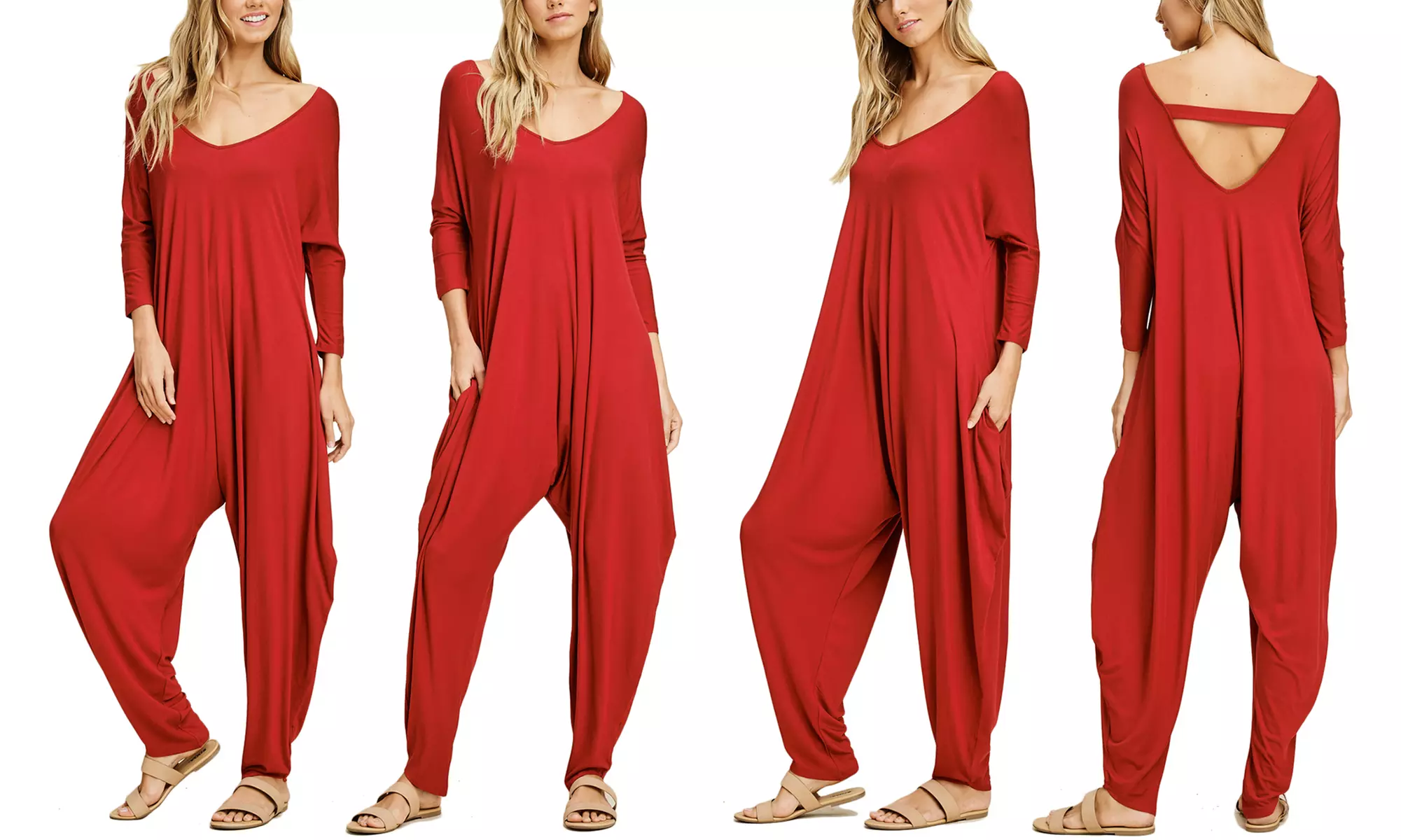 3/4 Sleeve Harem Jumpsuit. Plus Sizes Available. - Image 7