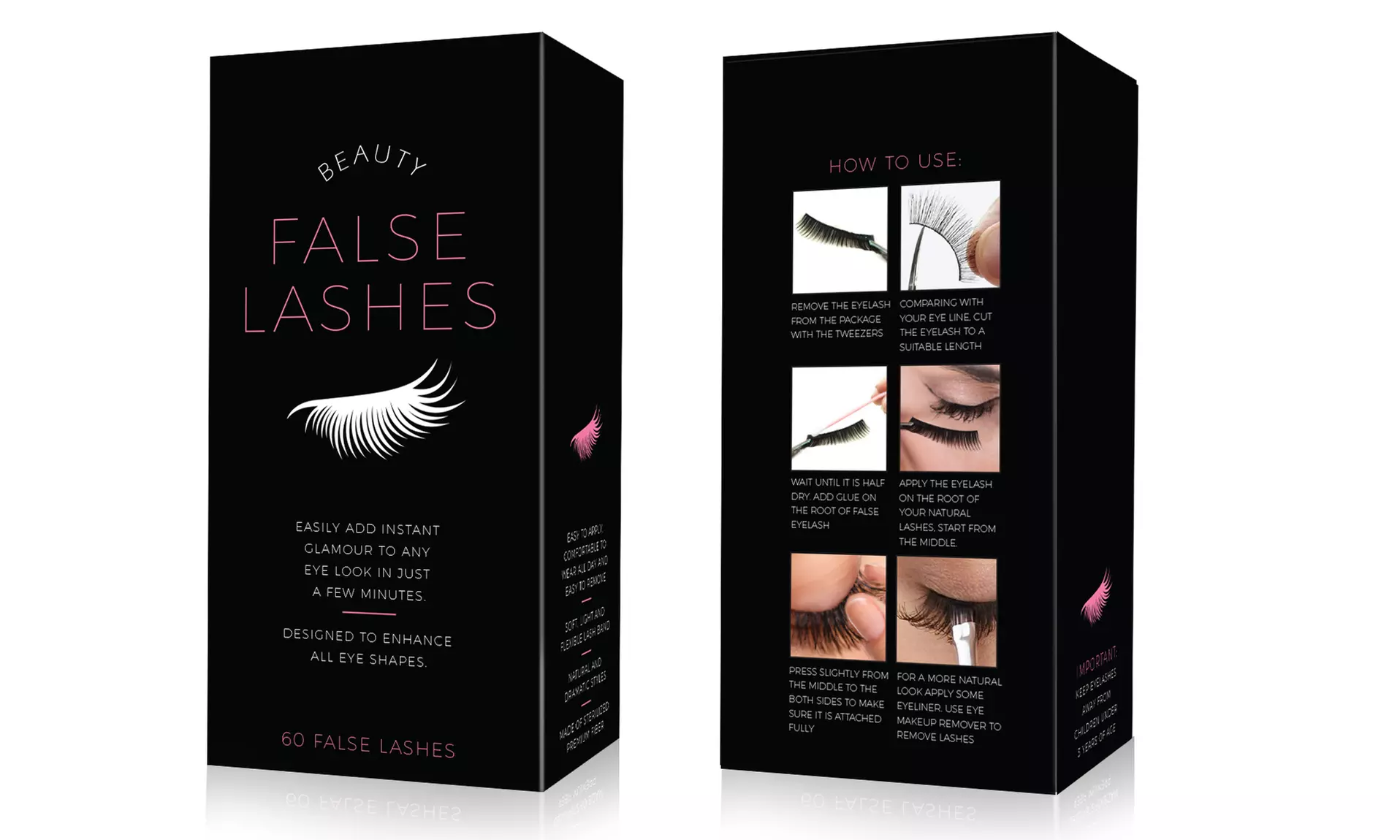 60-Pairs False Eyelashes Pack with Tweezers - Second Medium