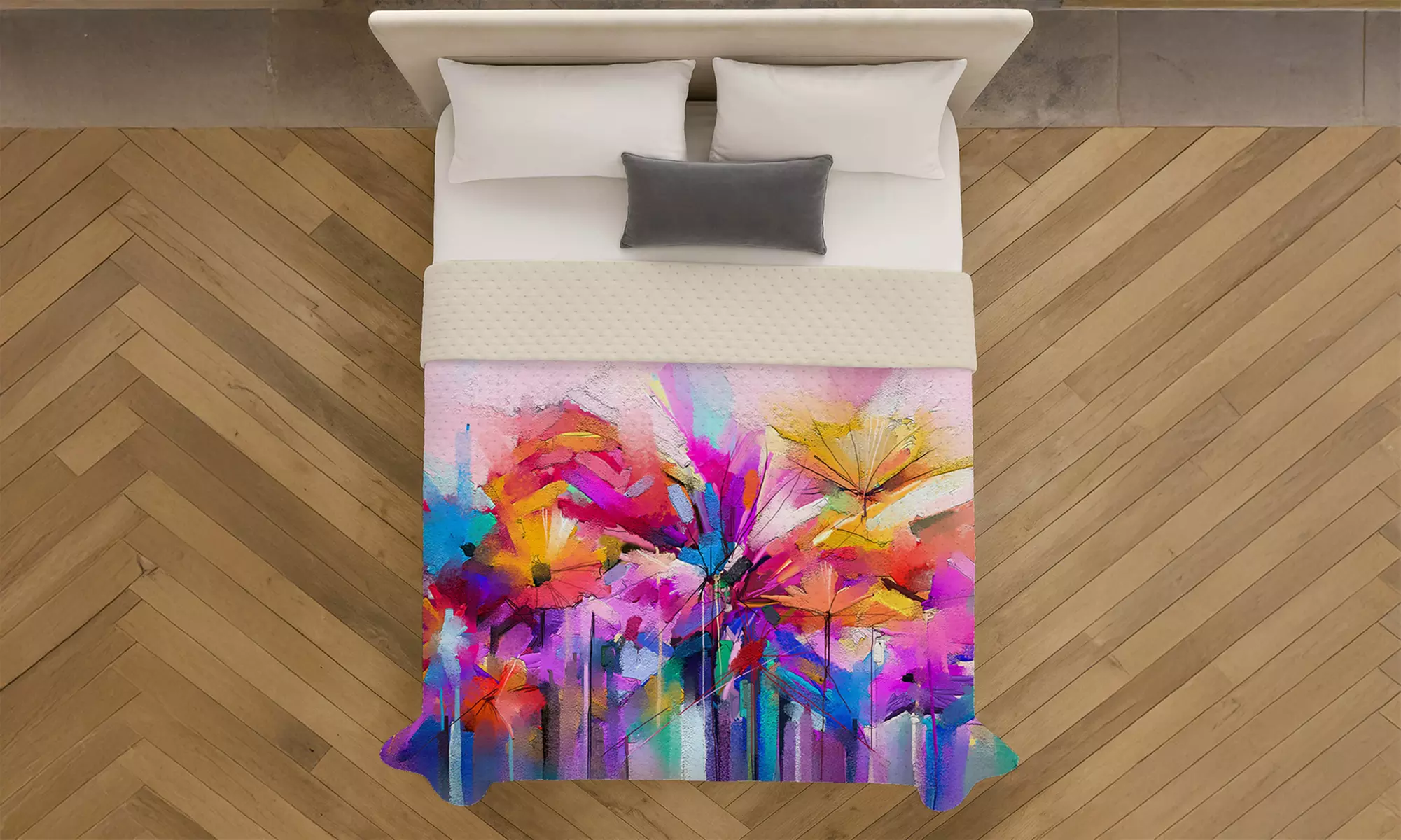 Leichte Steppdecke mit 3D-Digitaldruck für Queen-Size-Bett