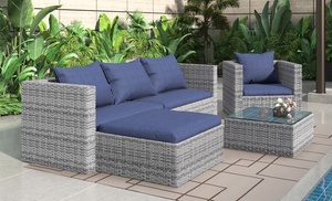 Modular Corner Rattan-Effect Furniture Set with Optional Cover