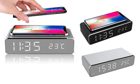 1x oder 2x 2-in1 Wecker mit kabelloser Ladestation fürs Handy