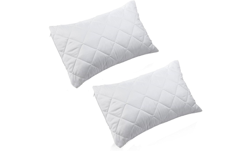 Image 2: Pair Of White Anti Allergy Quilted Pillow Protectors

