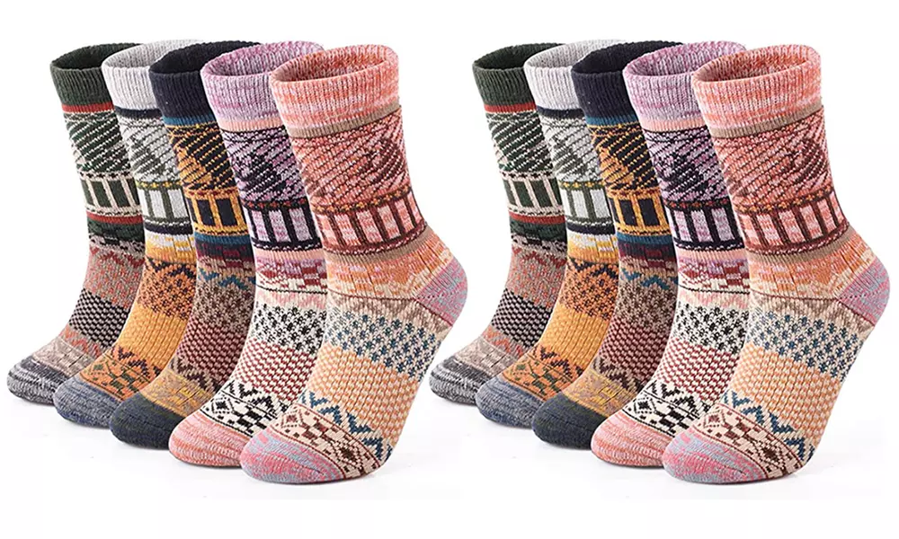 1 ou 2 lots de 5 paires de chaussettes thermiques élastiques pour femmes - Second Medium