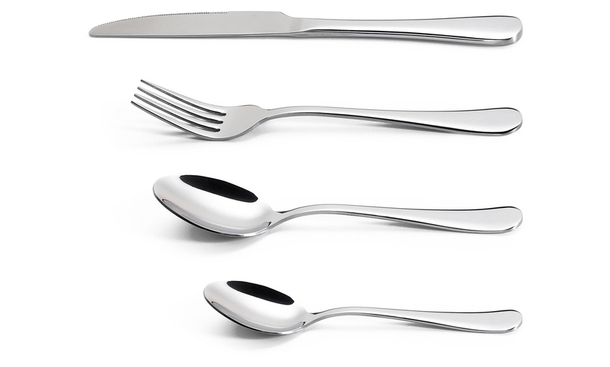 Image 16: 20- or 24-Piece Polished Mirror Finish Stainless Steel Cutlery Set