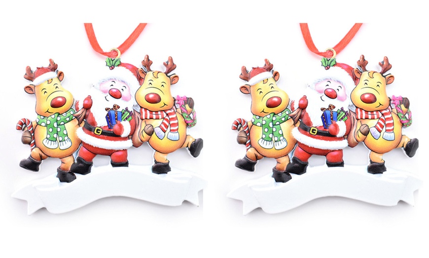 Image 10: One or Two Personalised Santa and Reindeer Christmas Tree Decorations