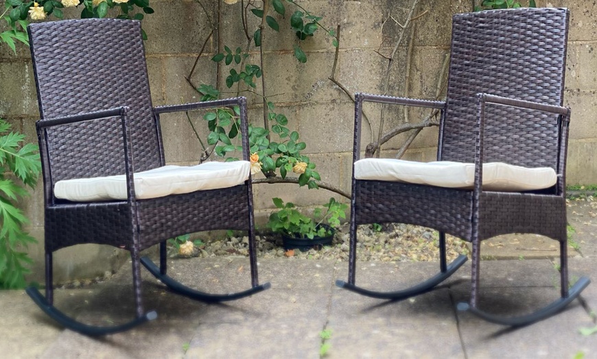 Image 3: Furniture one 3-Piece Outdoor Rattan Effect Bistro Set