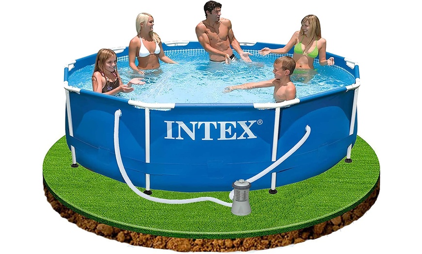 Image 2: Intex 10ft x 30" Metal Frame Pool Set