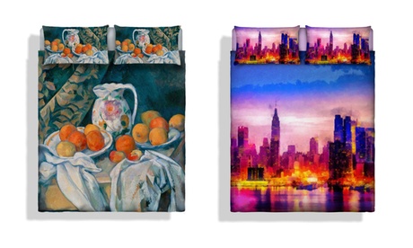 Parure letto matrimoniale con stampa digitale, Made in Italy, disponibile in varie fantasie