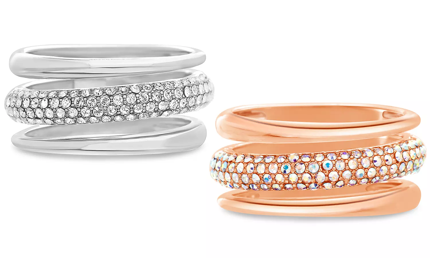 Lesa Michele Triple Row Ring Made with Swarovski Elements - Primary Image