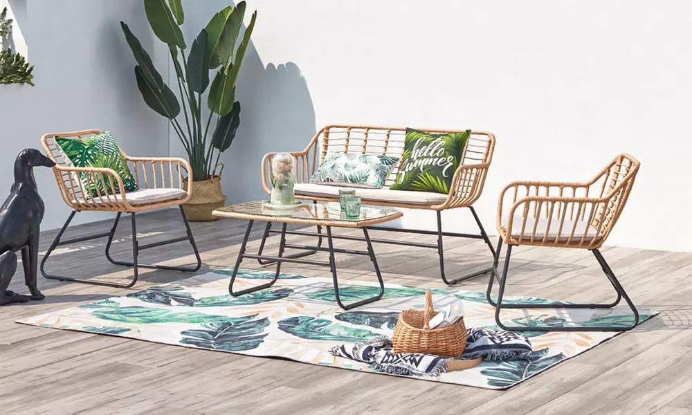 Salon de jardin effet rotin 4 places "Ipiales"de Côté Lounge, livraison gratuite - Primary Image