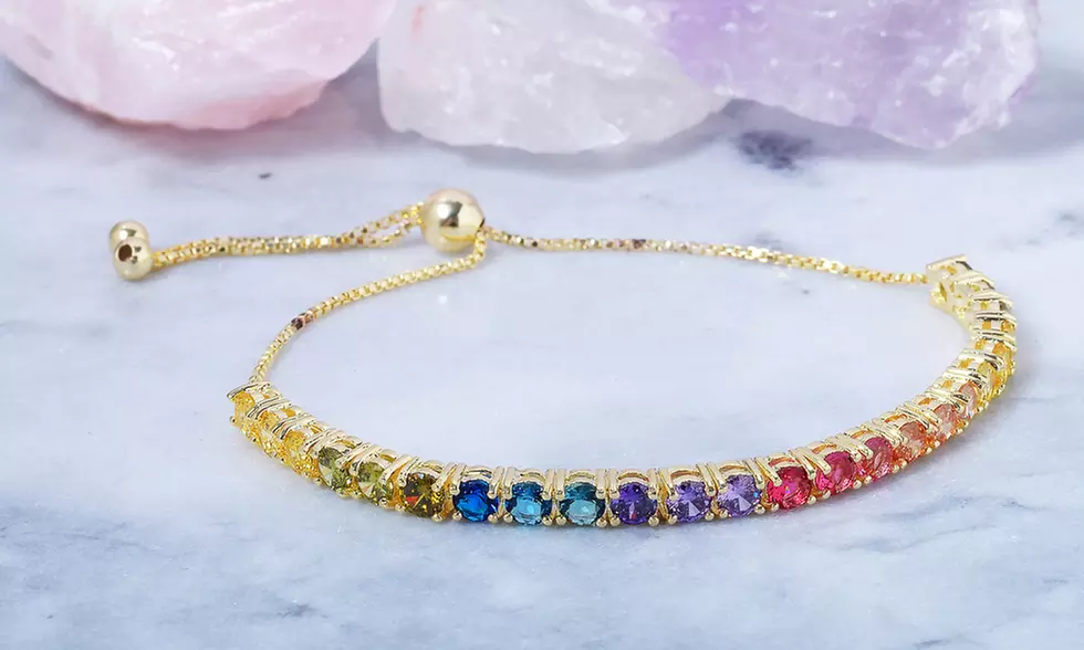 Rainbow Crystal Adjustable Bolo Bracelet Collection by Elements of Love - Primary Image