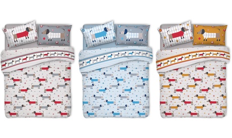 Parure copripiumino Bassotti in 100% cotone disponibile in 2 misure e 4 colori