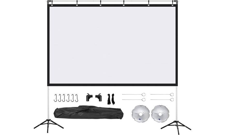 Image 3: HomCom World Cup Projector Screen and Stand