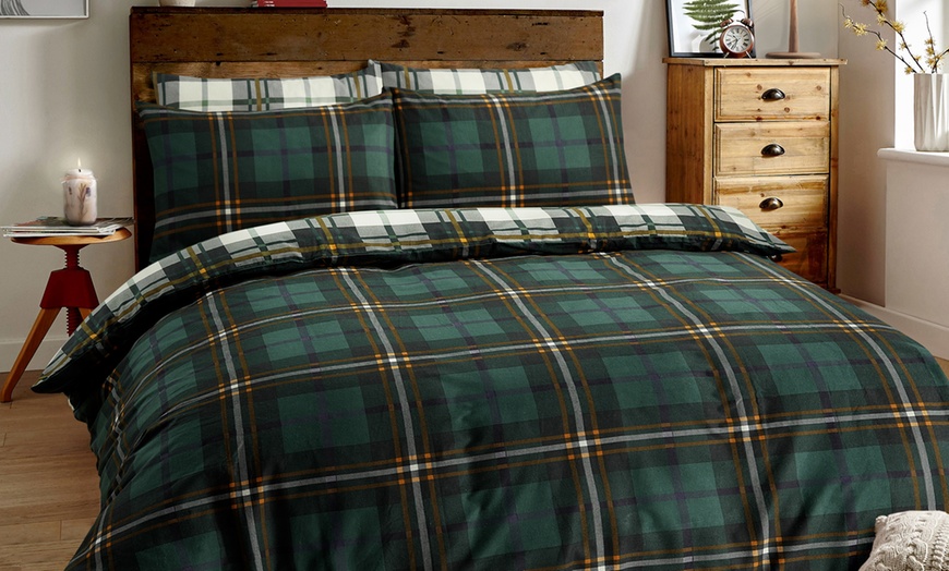 Image 3: Cotton Tartan Check Duvet Set