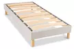 Sommier Capitole technologie tri-lattes actives en tissu gris clair, structure en bois, robuste et confortable - Second Medium
