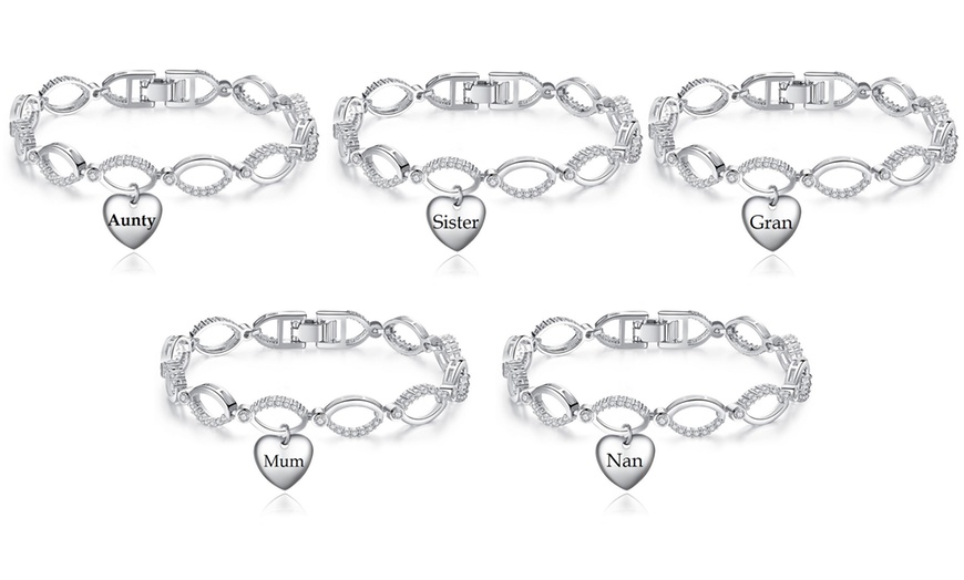 Image 1: Family Heart Charm Link Bracelet