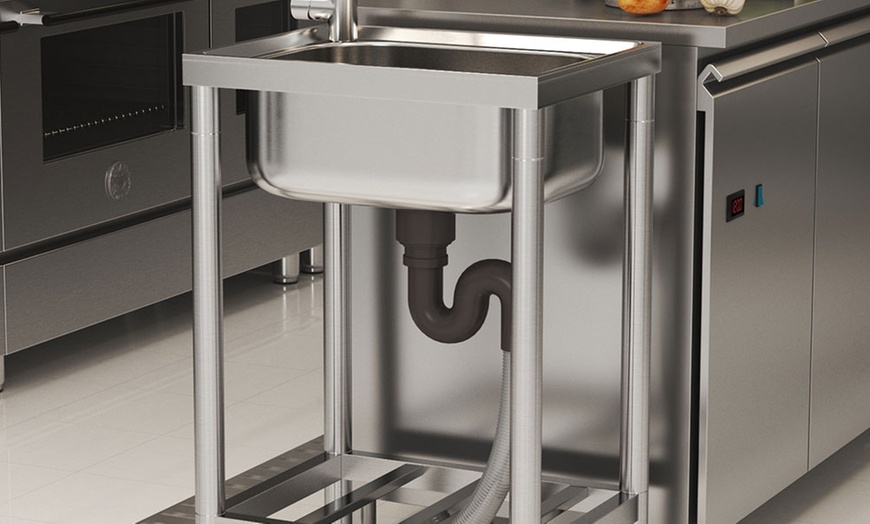 Image 2: Commercial Grade Stainless Steel Sink with Shelf Storage