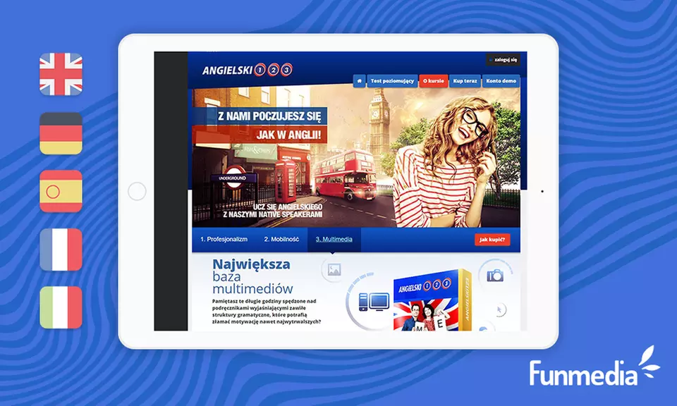 Kurs języka obcego: 6-miesięczny dostęp do nauki wybranego języka za 35 zł i więcej opcji na platformie Funmedia - Primary Image