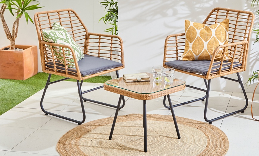 Image 5: Neo Three-Piece Bamboo-Effect Garden Furniture